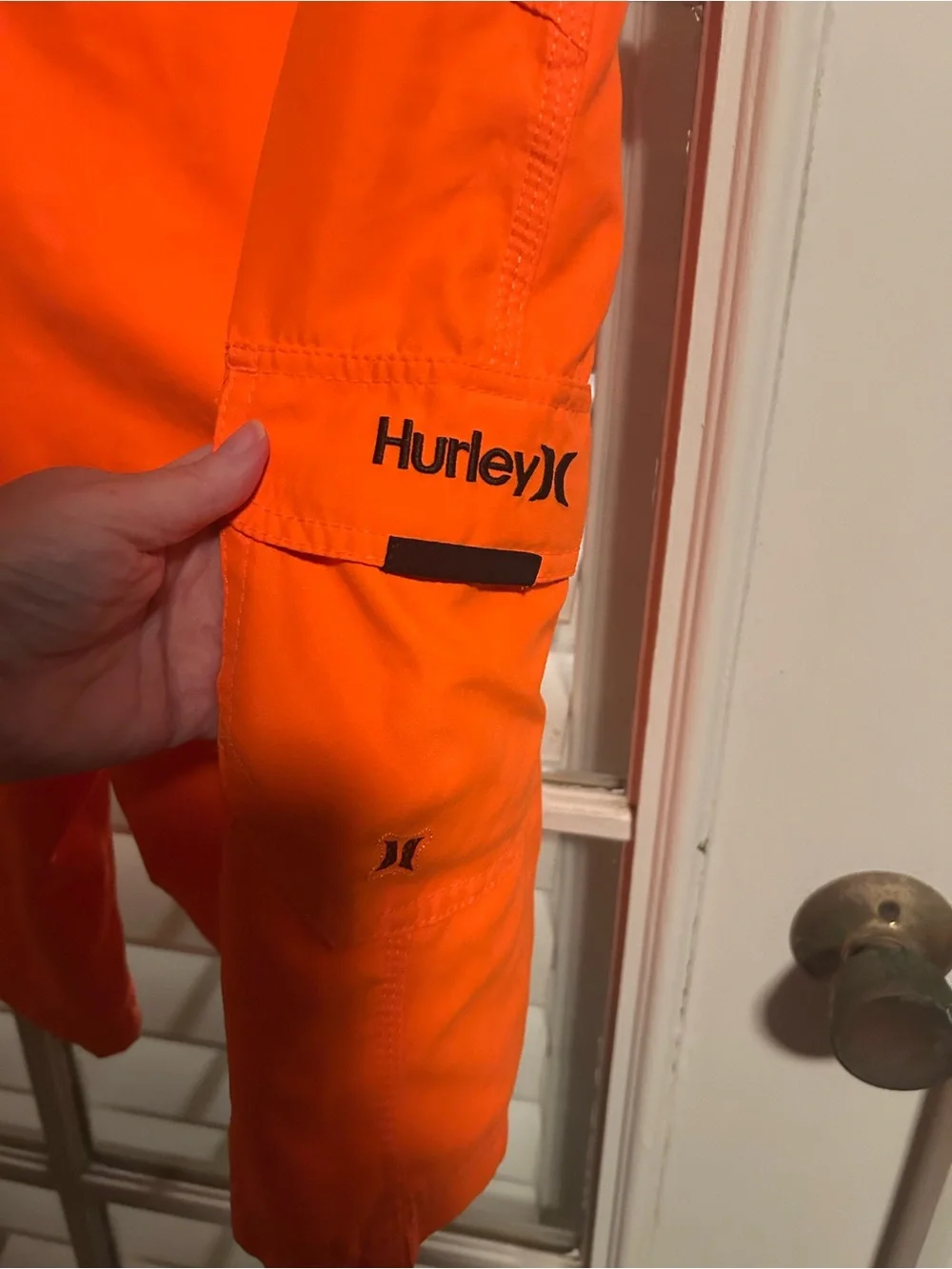 Hurley Neon Orange Men's Board Shorts with Black Drawstring